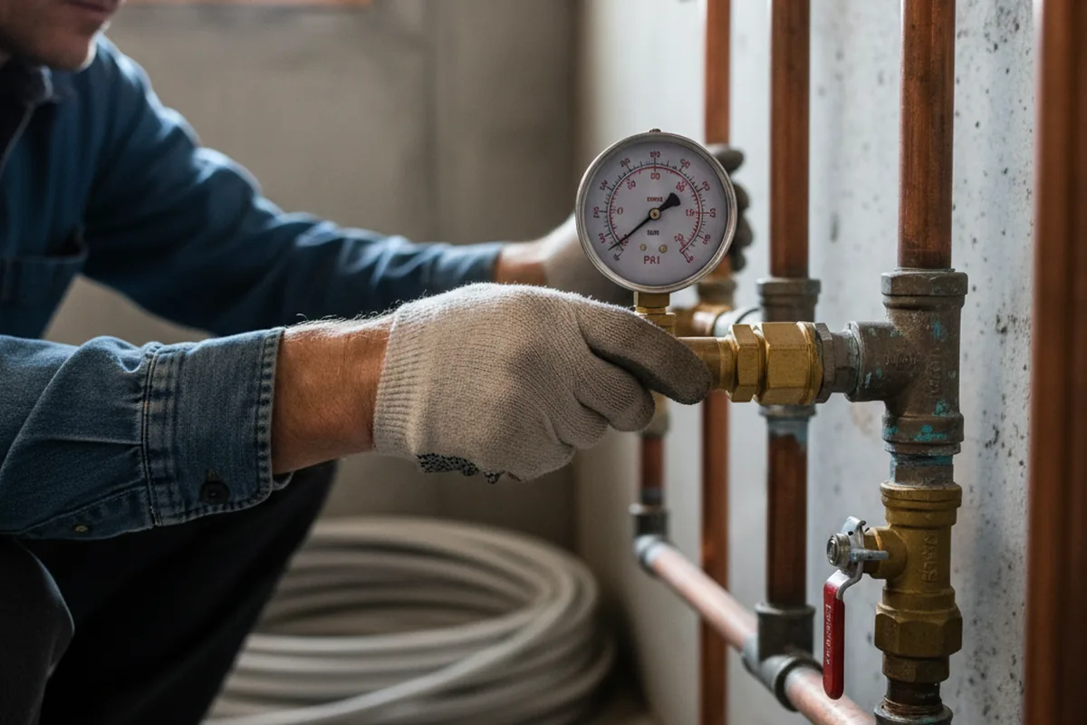 Pressure testing a repaired line during Water Line Repair in Paisley